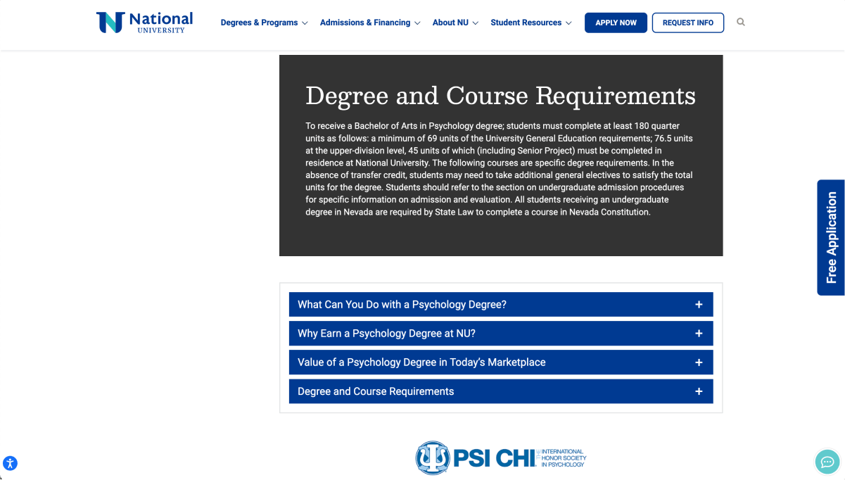 Image of the old course requirements section