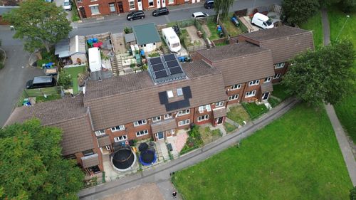 Solar panels aerial view