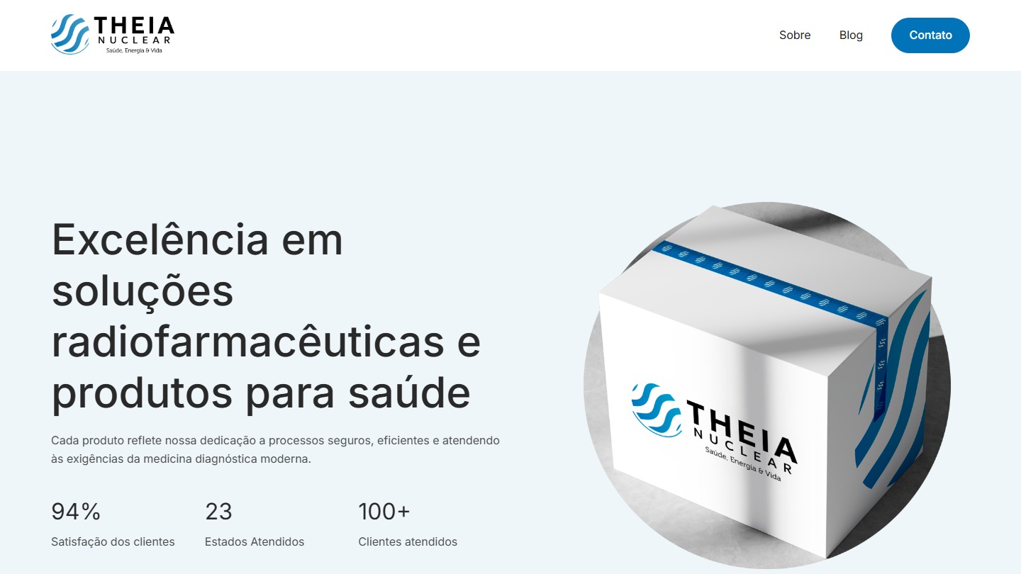 Página inicial do site Theia Nuclear