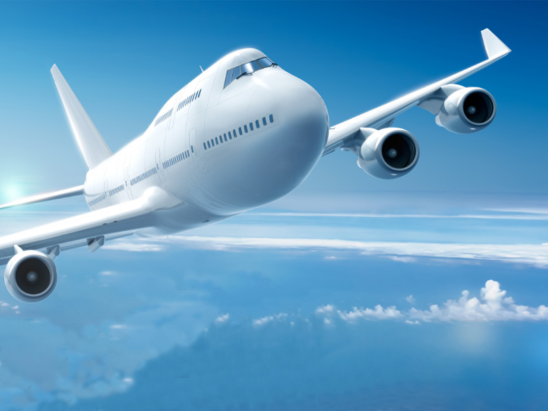 Airplane on the blue sky