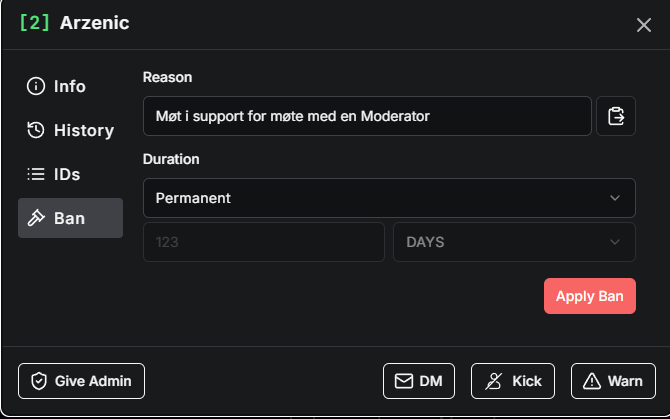 Ban for møte eksempel