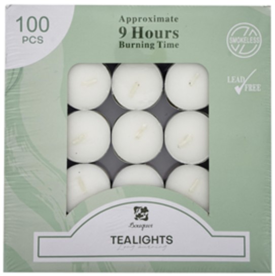 Candle Tea Light 9hrs [4 pkt x100 candles]