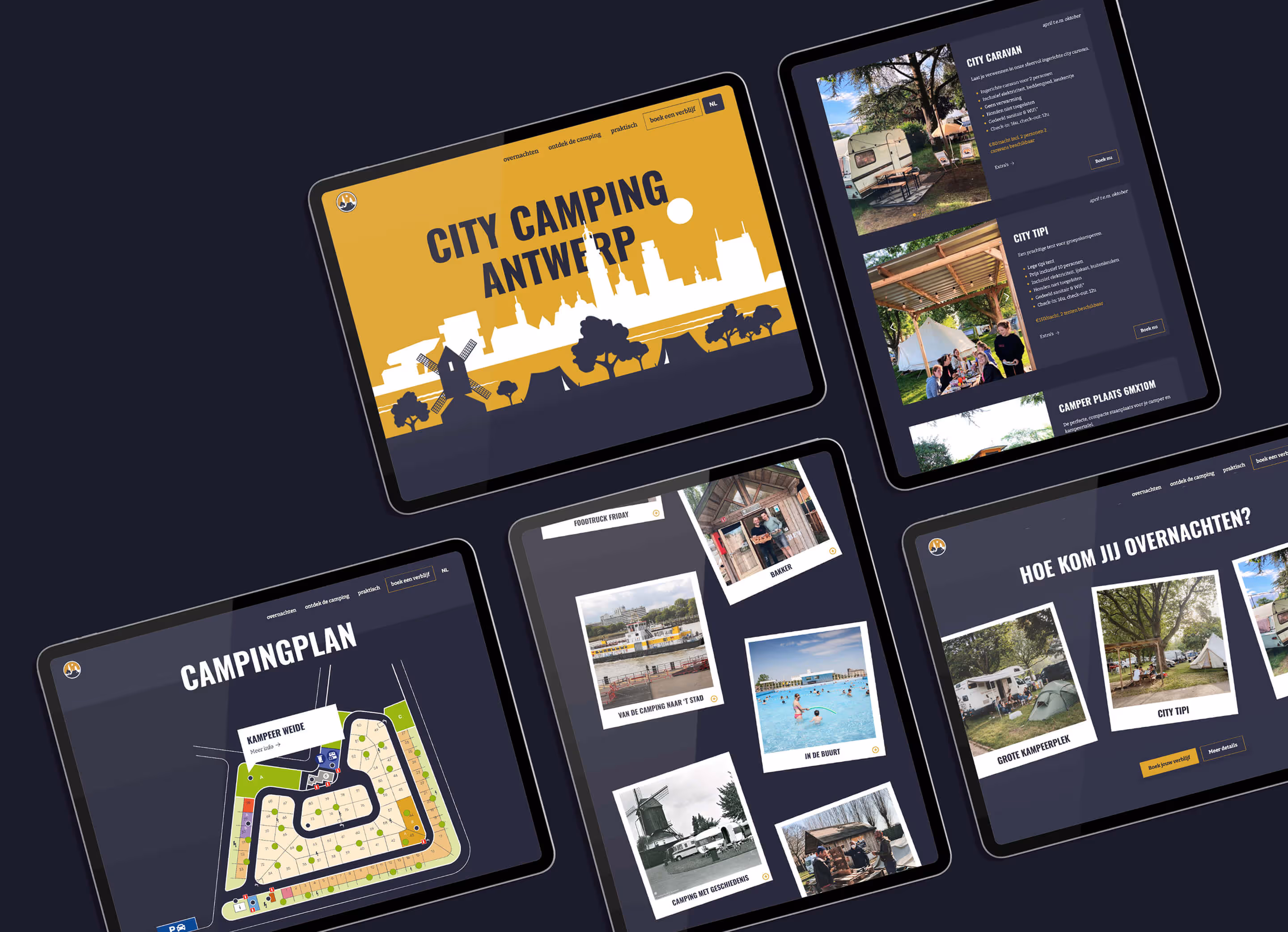 A mockup of the City Camping Antwerp brochure.