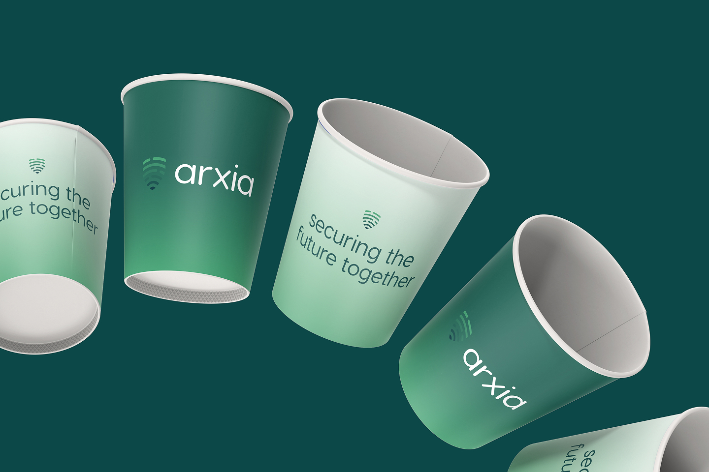 Een mockup van de brochure van Arxia.
