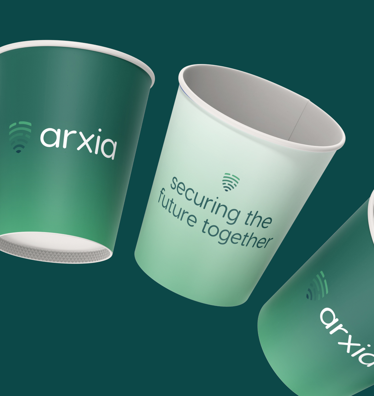 Een mockup van de brochure van Arxia.