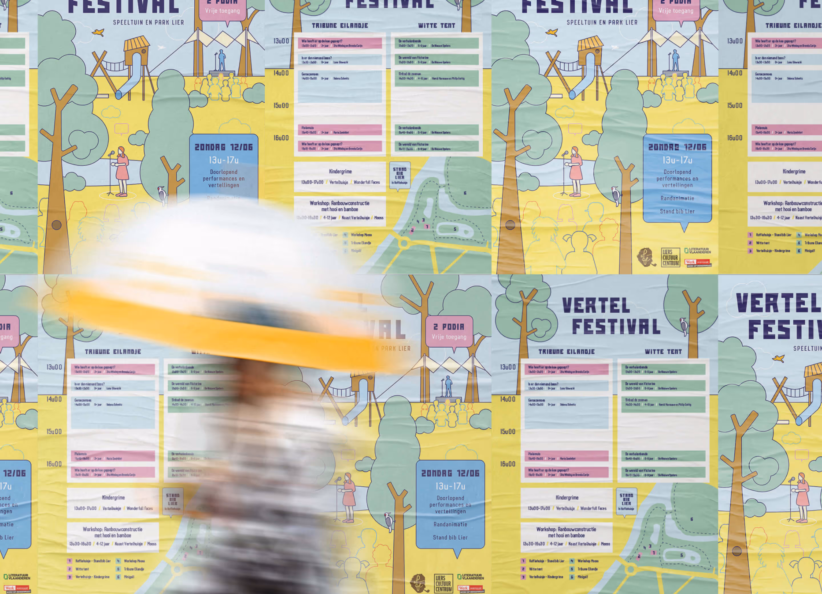 A mockup of the Vertelfestival program brochure.