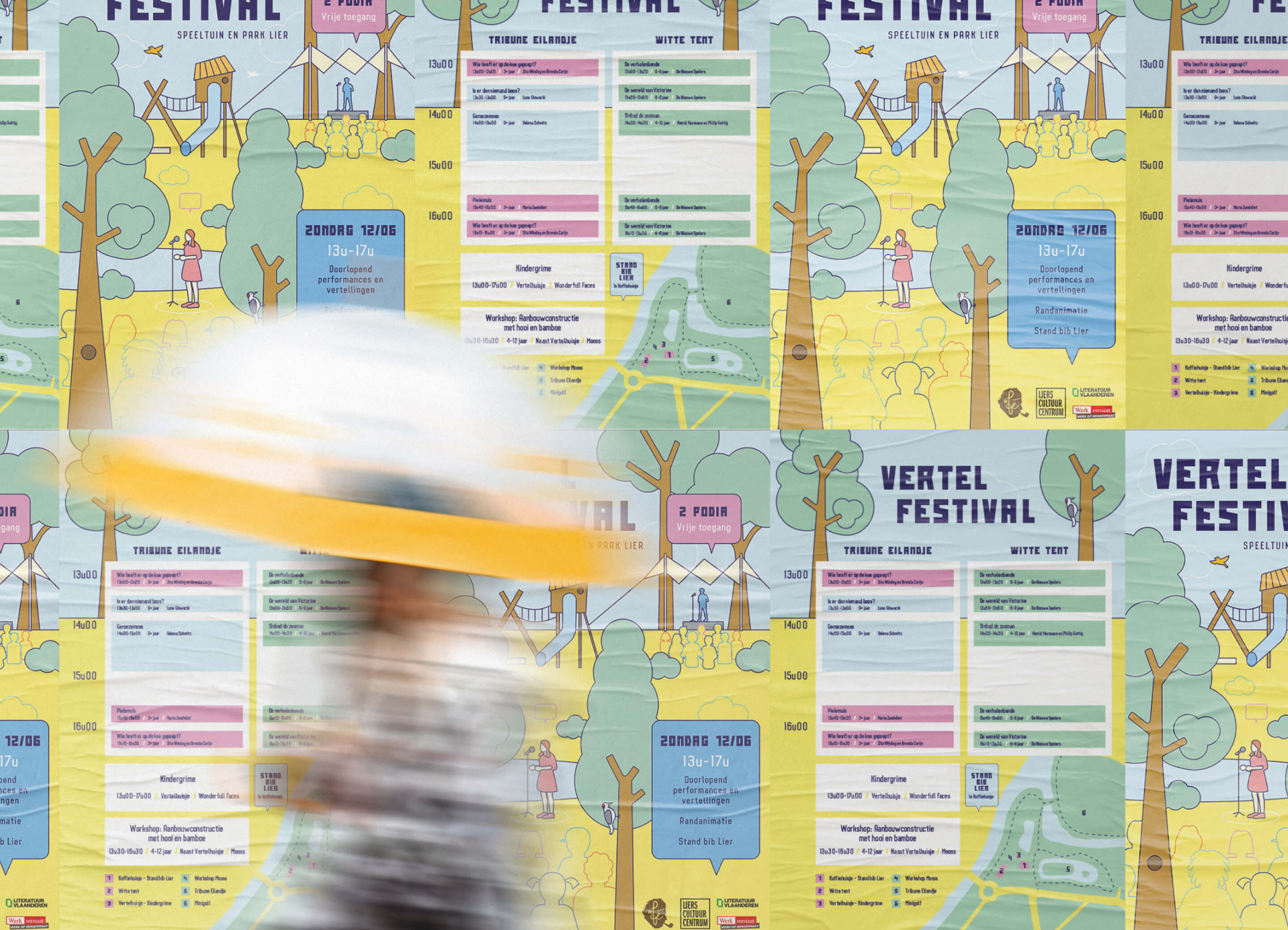 A mockup of the Vertelfestival program brochure.
