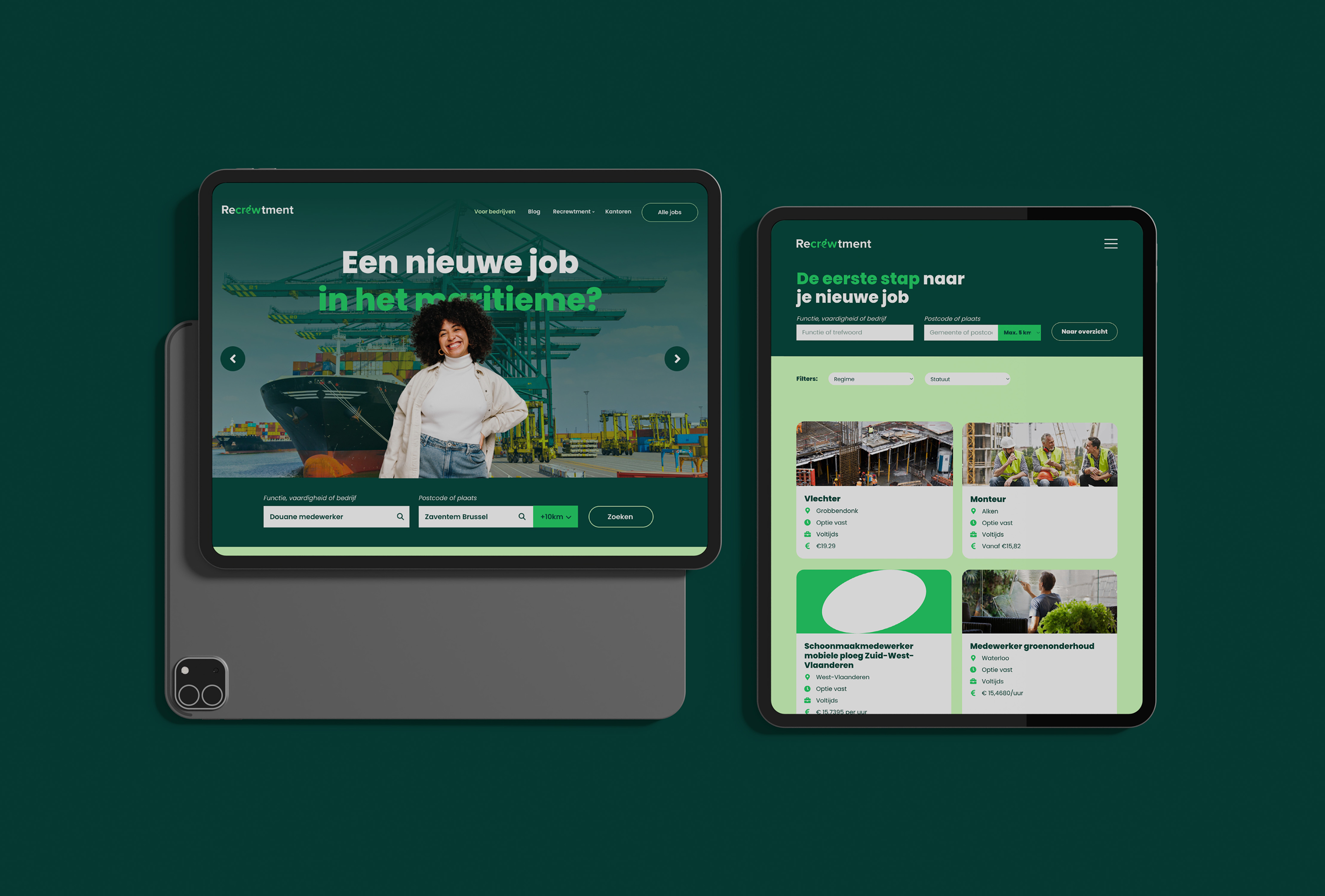 Recrewtment website on two tablets