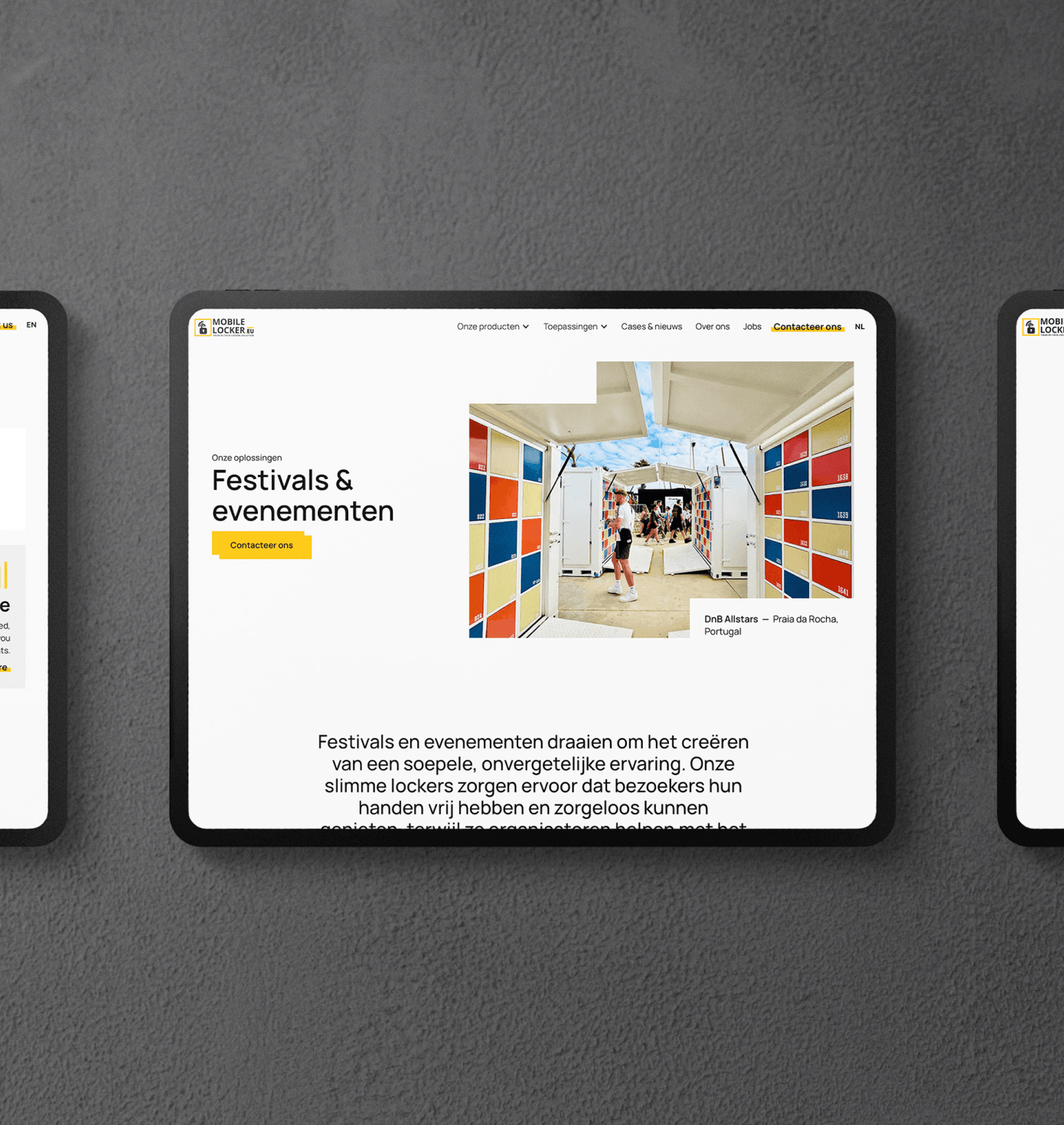 Mobile Locker's new website on an iPad