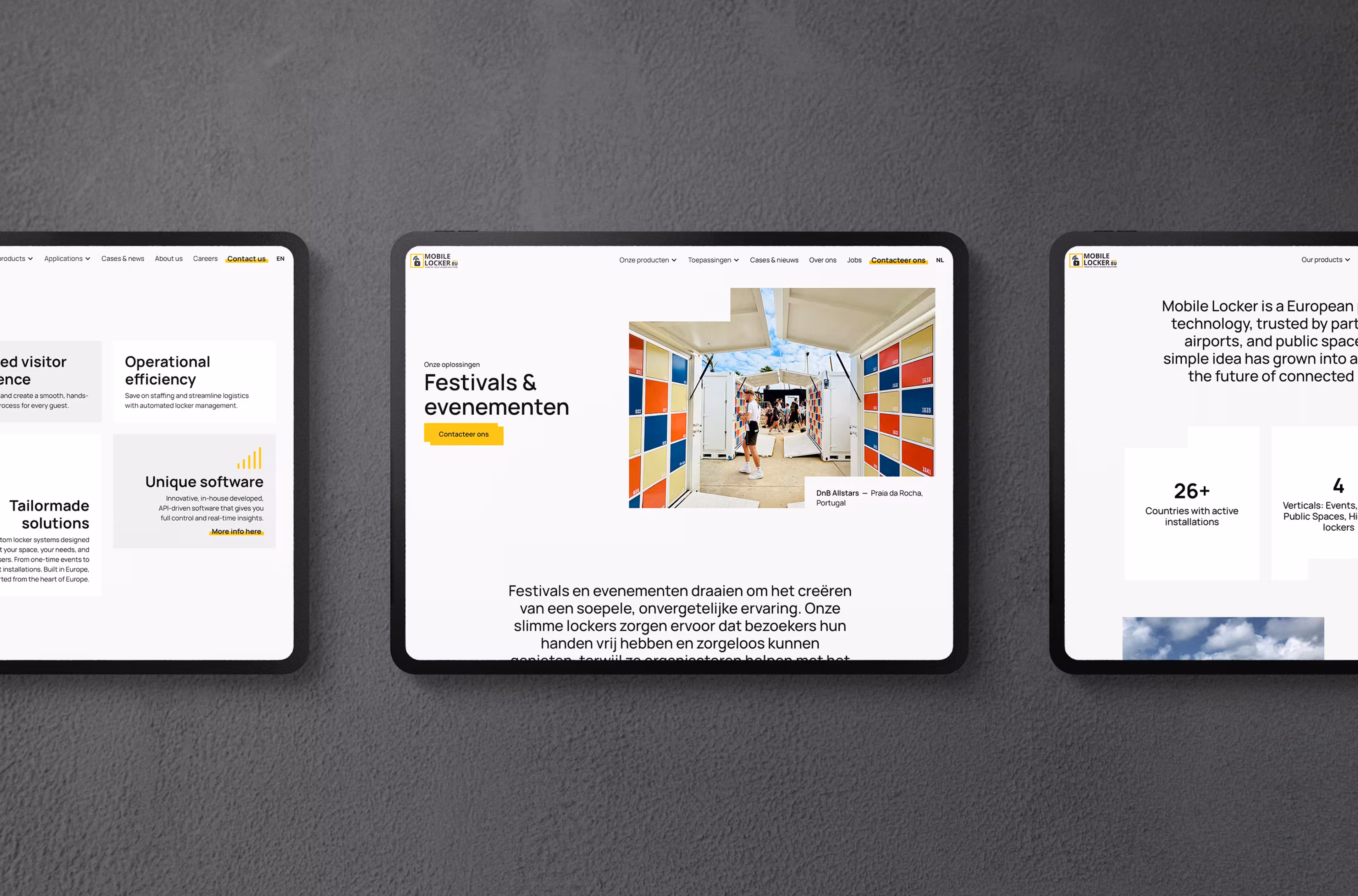 Mobile Locker's new website on a range of iPads