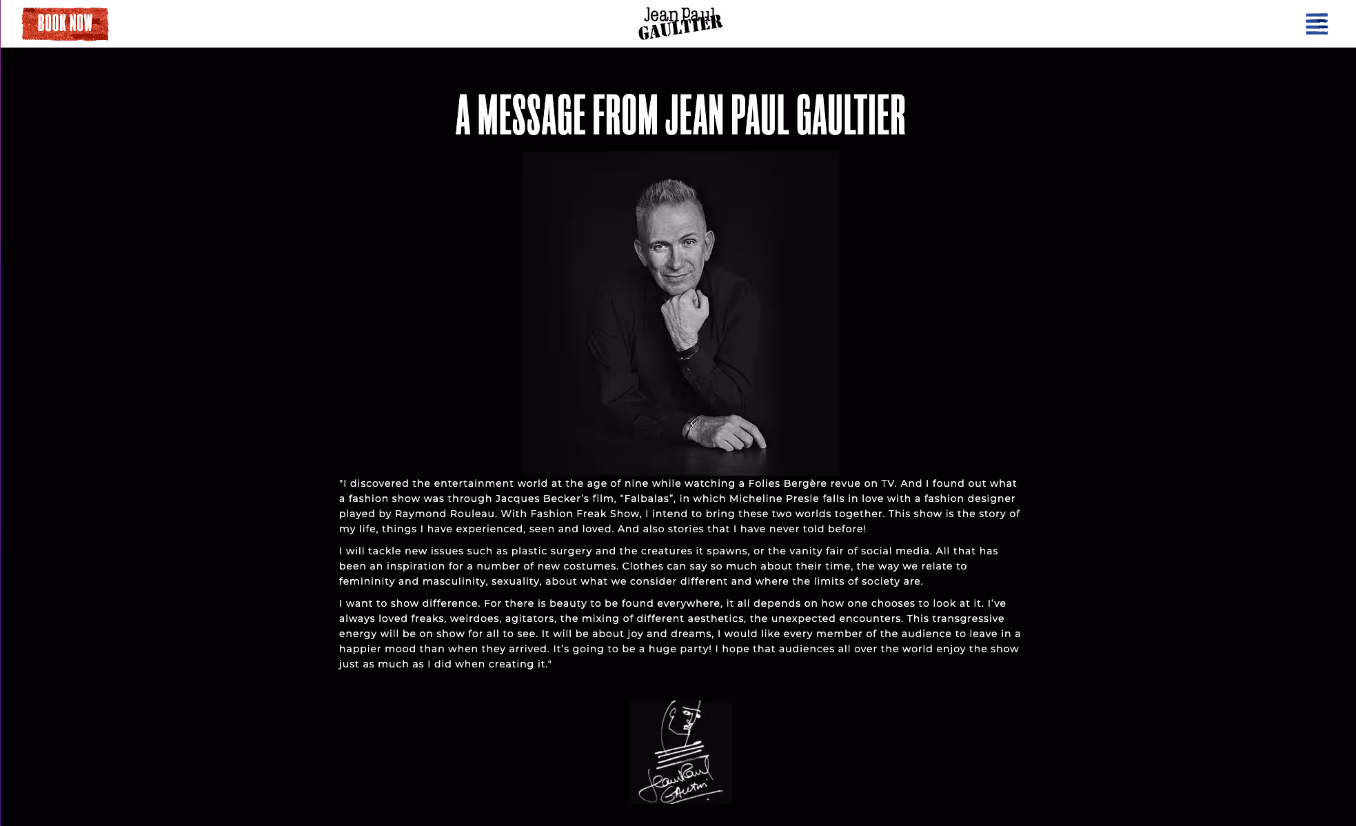 Fashion Freak Show website page