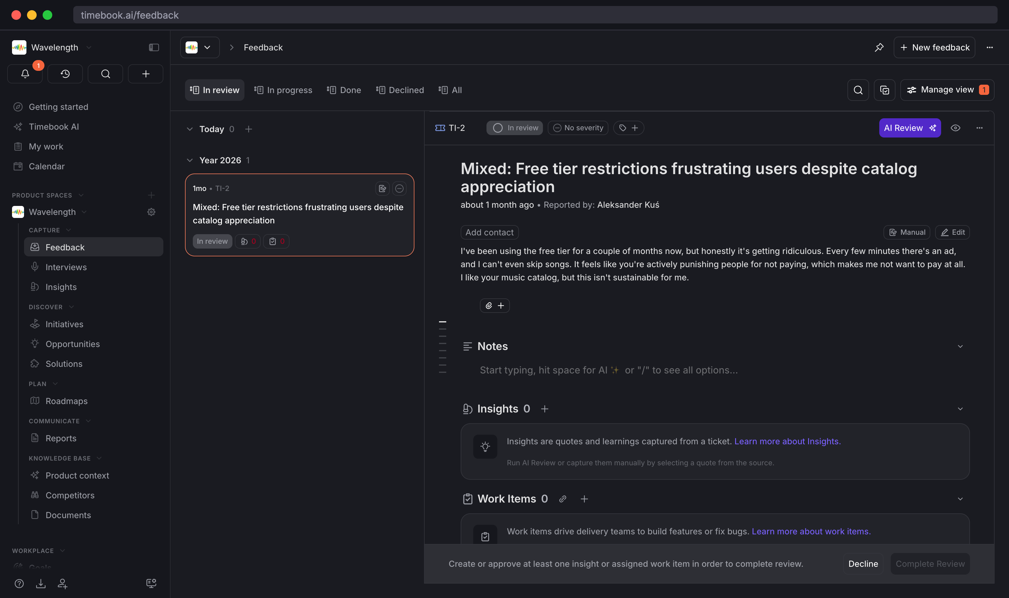 Integrate your Timebook with email, web forms or Slack. Feedback from all channels arrives in one easy-to-review queue, so you can keep track and manage all the ideas that come in.