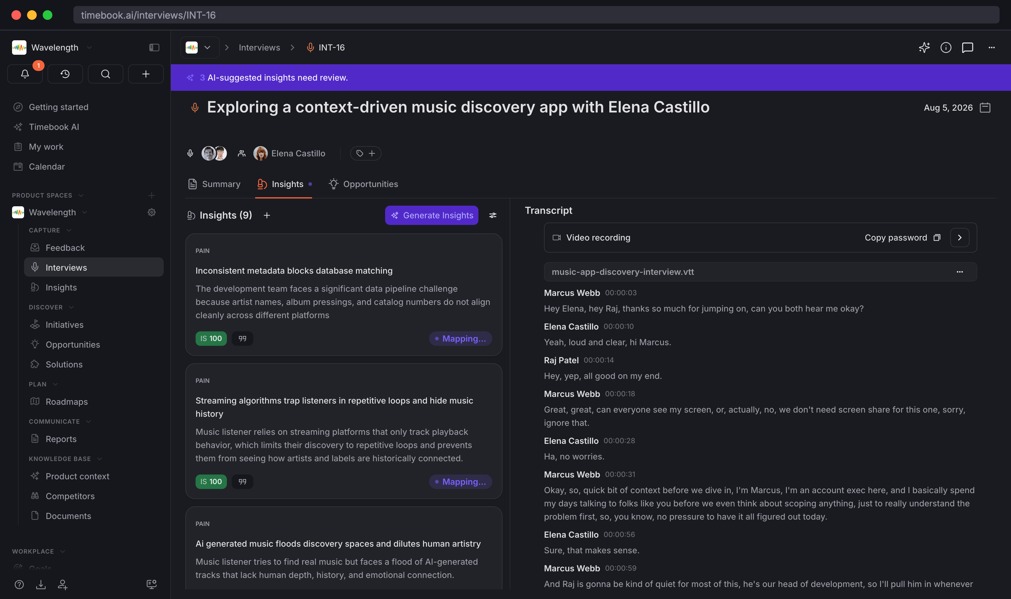 Take the hard work out of analysing all your user research interviews by getting AI to extract the insights for you, with a clear audit trail to the direct quotes from your interviewees that underpin them.