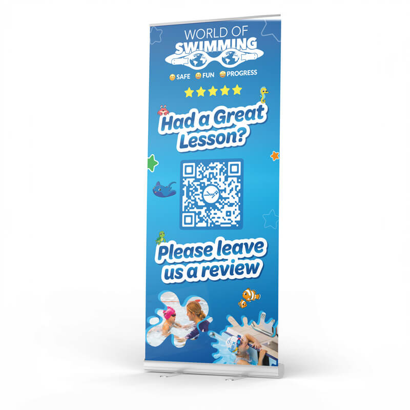 World of Swimming Pull up banner design