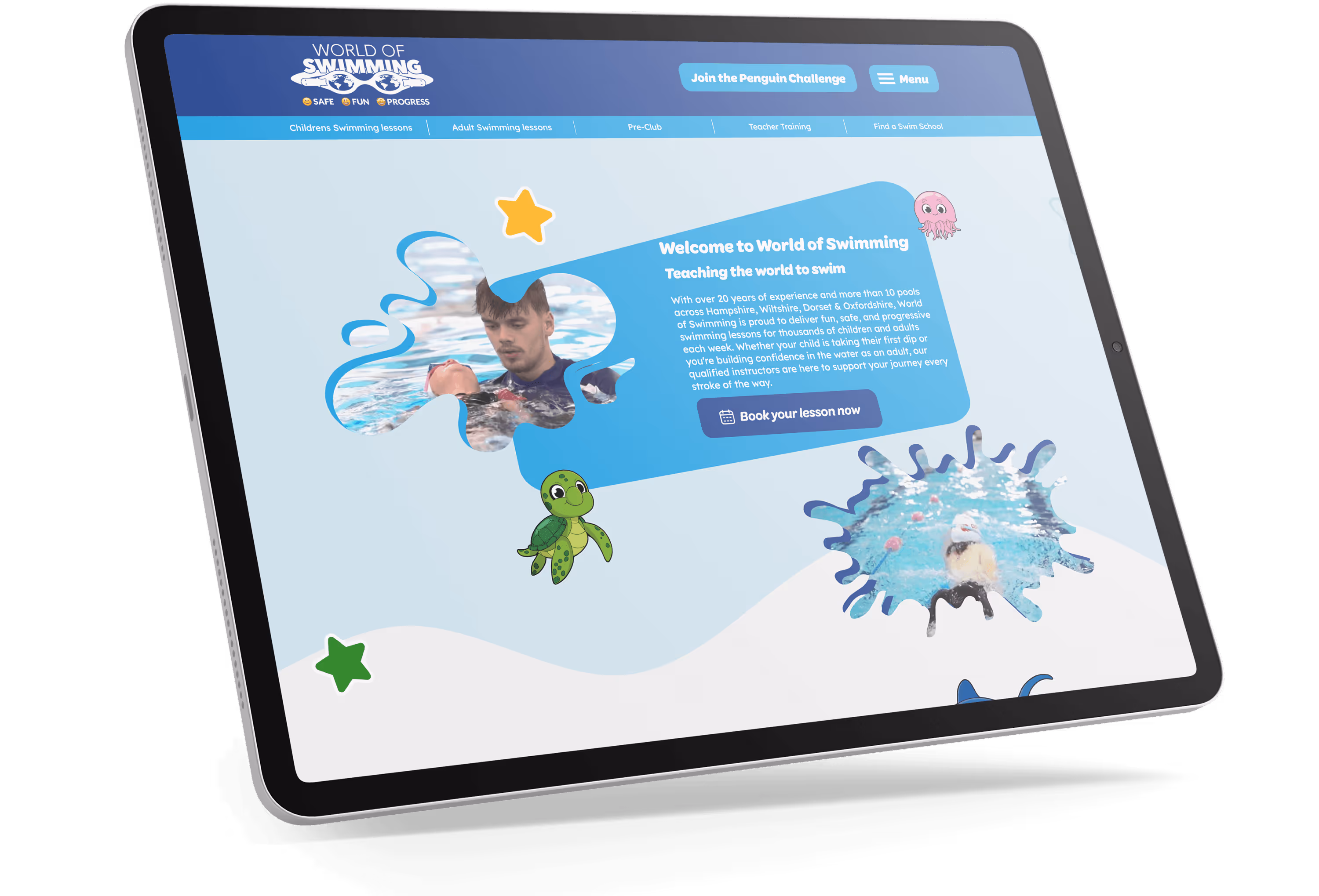 World of Swimming website designed and built by So Graphics, Southampton