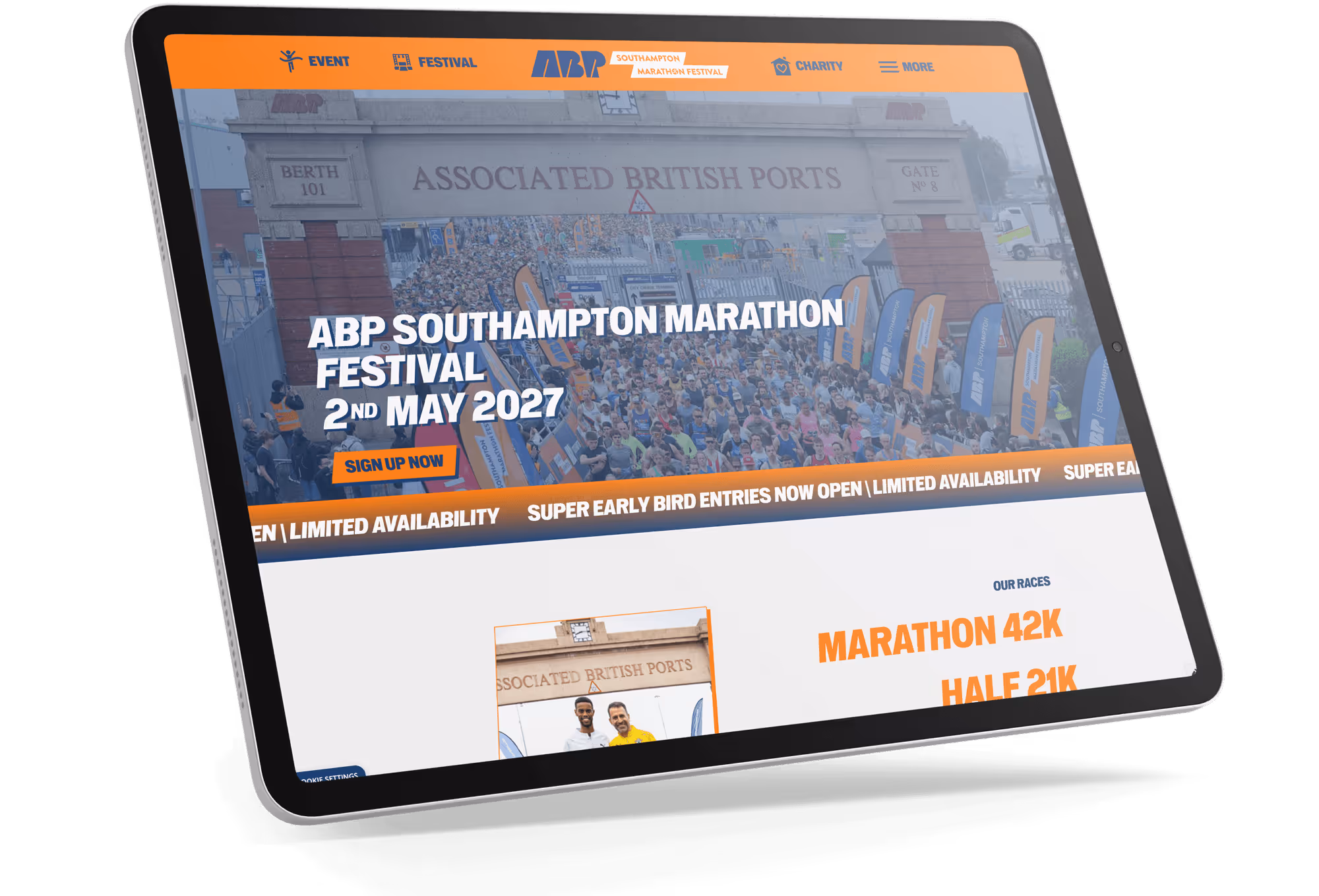 ABP Southampton Marathon website designed and built by So Graphics, Southampton