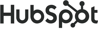 The complete wordmark logo for HubSpot appears below a partial sentence, illustrating that the platform integrates seamlessly with the popular CRM and marketing tools.