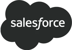 The recognizable black cloud logo for Salesforce is displayed below the text, indicating it is an integration that the user's team already uses.
