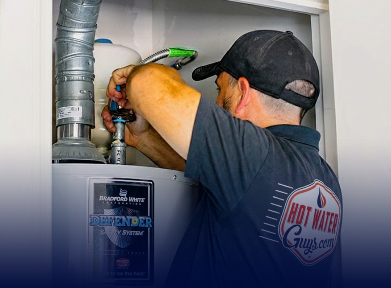 Houston tank water heater experts at work