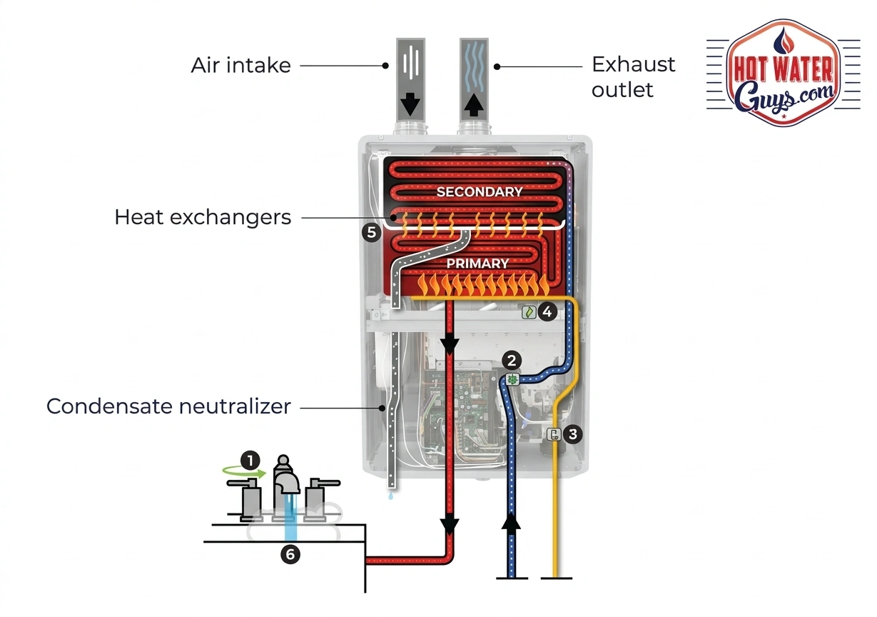 This is a picture of a Hot Water Guys Technician serving a water heater