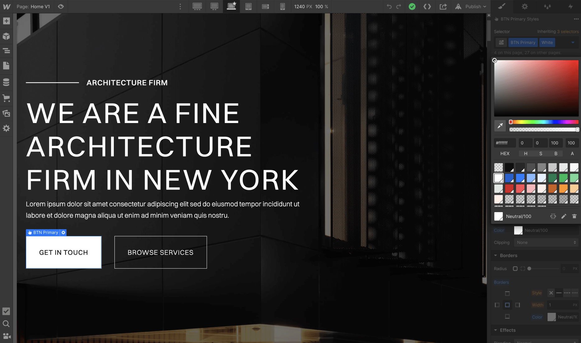 Colors - Architect X Webflow Template