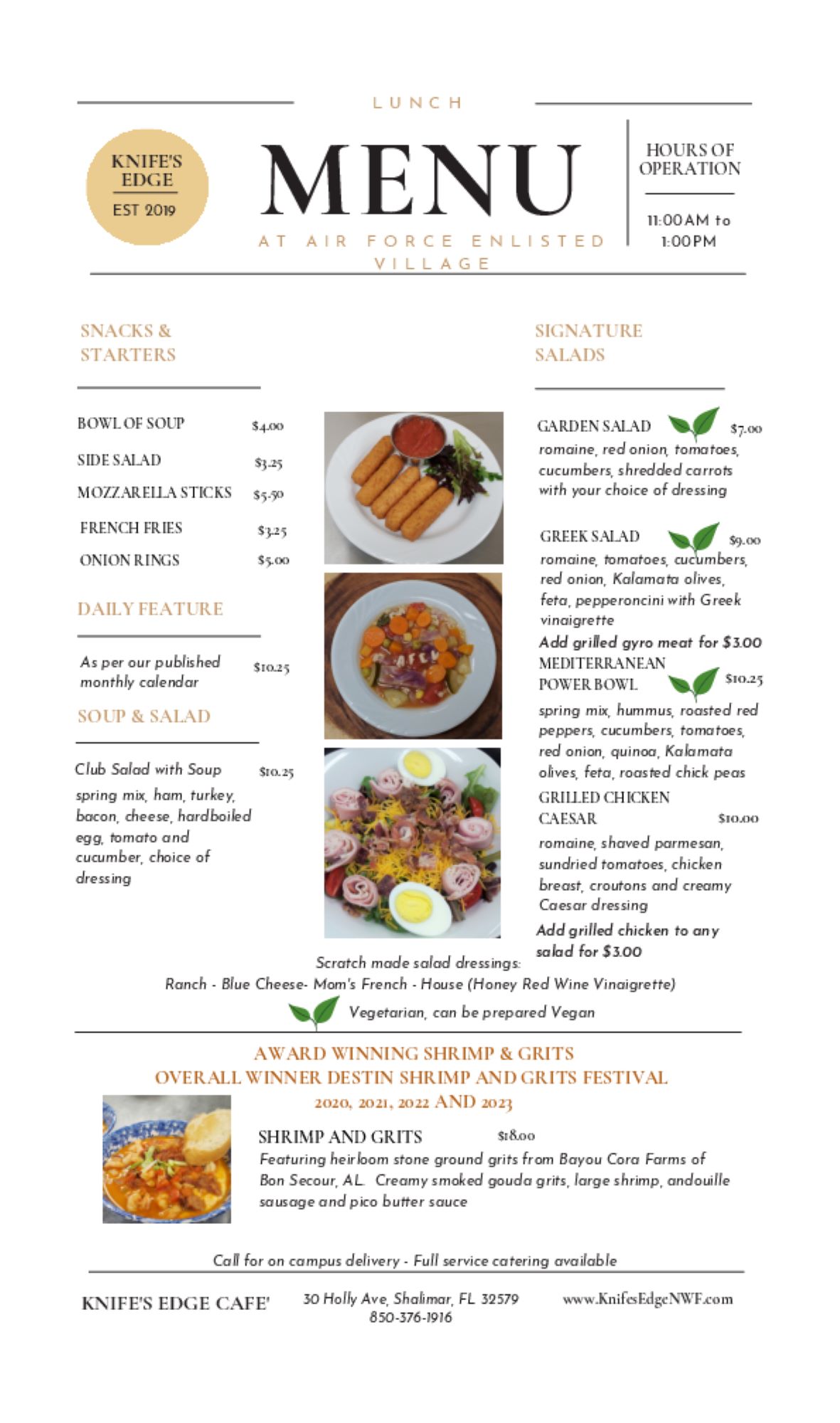 knife's edge menu