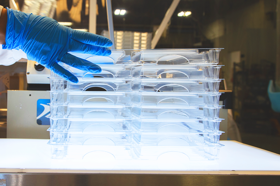 Medical trays stacked