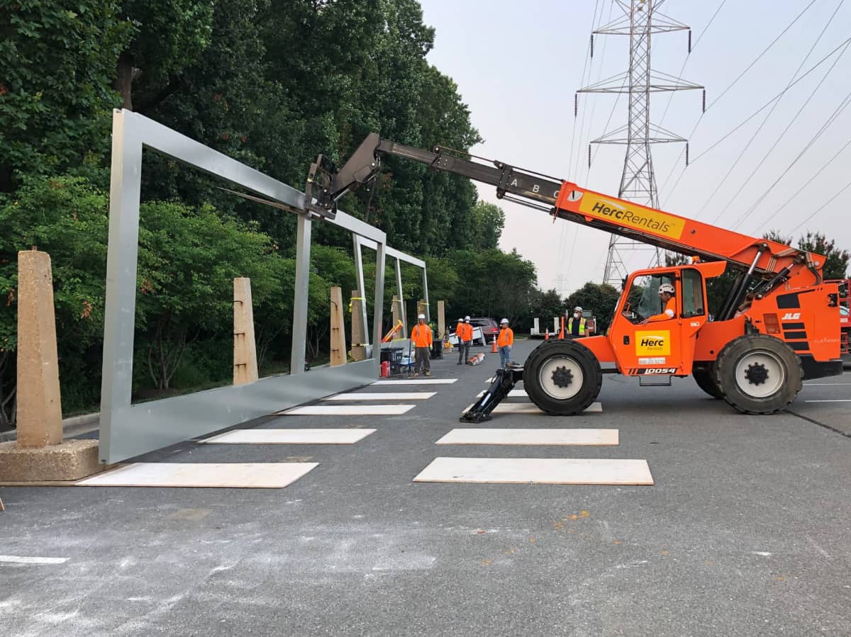 forklift installing a Hyperwall