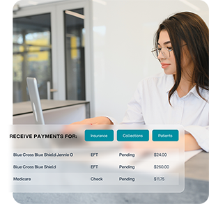 optometry front desk staff receives payment notifications from insurers in EHR