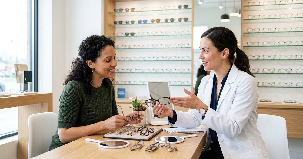 optometrist with a patient