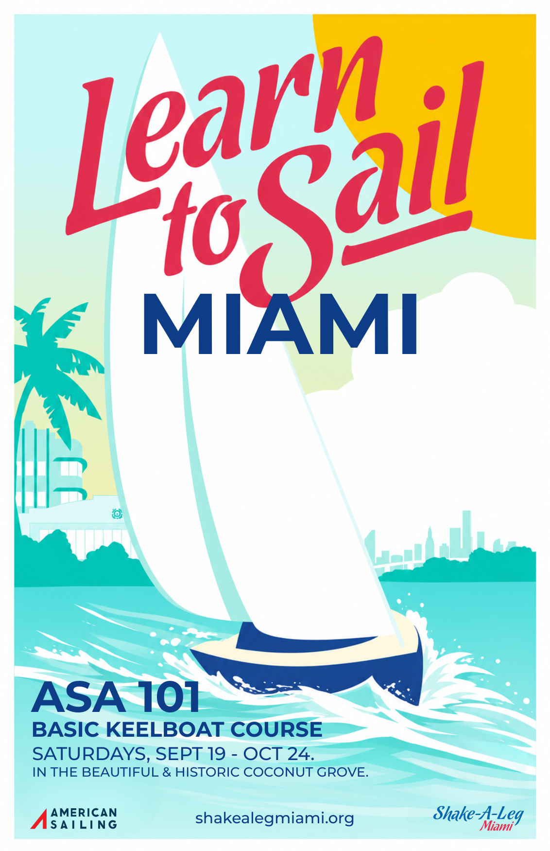 Participants aboard a boat at Shake-A-Leg Miami in Coconut Grove