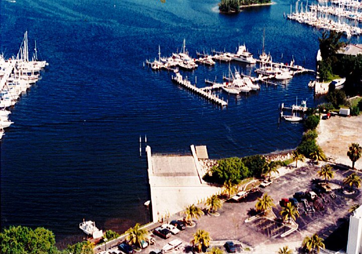 Aerial view of the Coconut Grove waterfront and boat basin where Shake-A-Leg Miami was founded