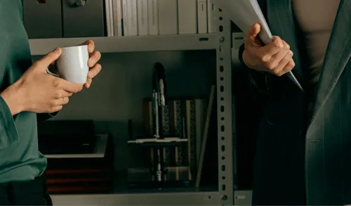 Two people facing each other