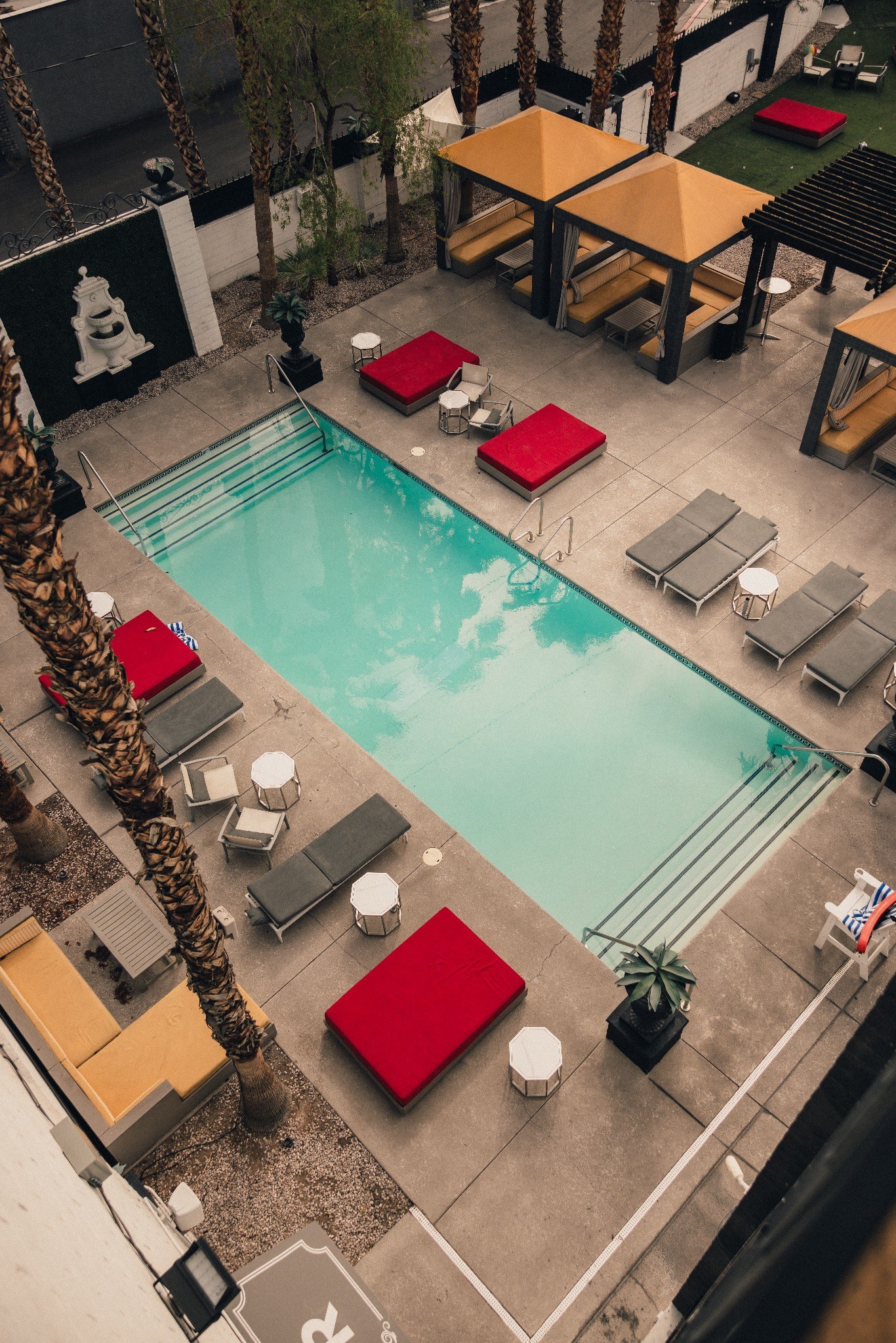 Pool and courtyard from above