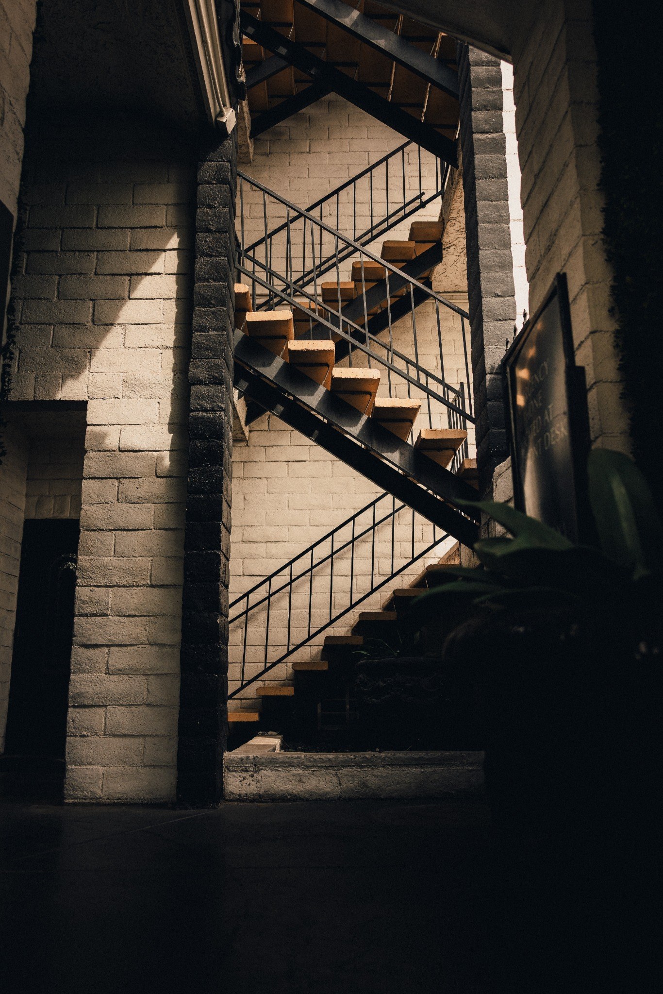 The hotel stairwell