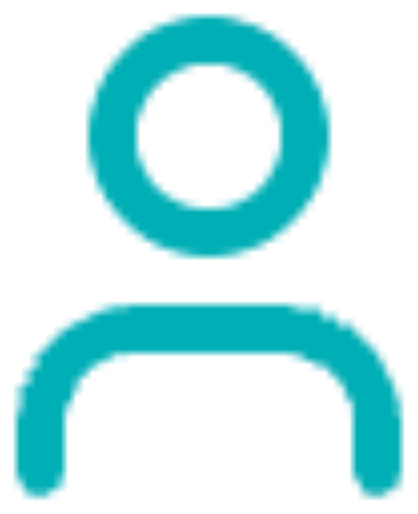 Simple blue user profile icon showing a person outline and head circle.