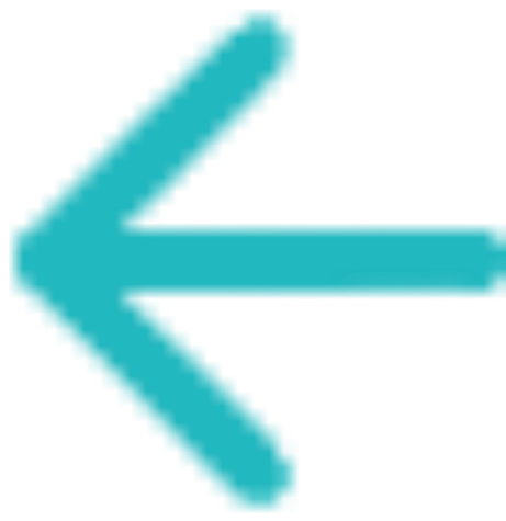 Teal left arrow with a thick design on a transparent background.