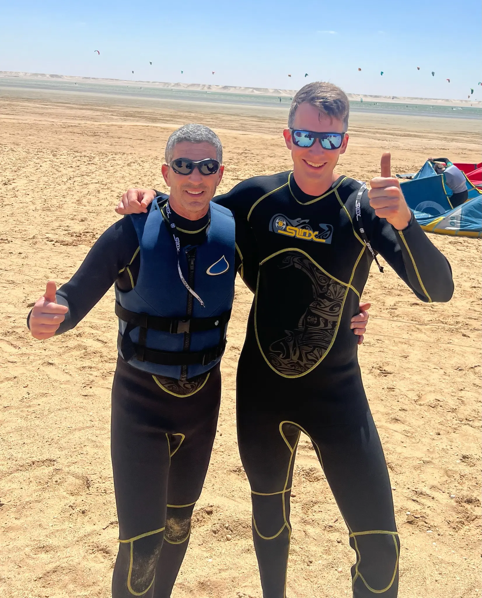 Students after a kitesurfing lesson in Dakhla, Morocco.