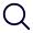 Magnifying glass icon with a circular handle and lens, representing search.