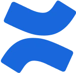 Blue abstract curved shapes resembling a stylized letter C and a reversed C on a white background.