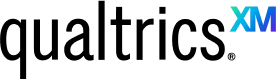Qualtrics logo with blue and green gradient design on black background.