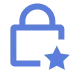 Outline of a padlock with a star symbol next to its lower right corner.