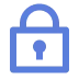 Blue padlock icon with a keyhole in the center, symbolizing security or privacy.