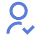 Blue outline of a person with a checkmark indicating user follow or confirmed.