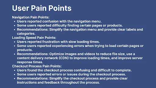 User Pain Points