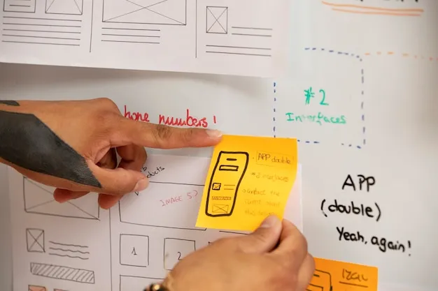High angle hands holding post its