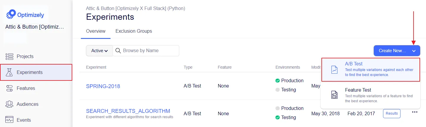 website ab testing tool Optimizely