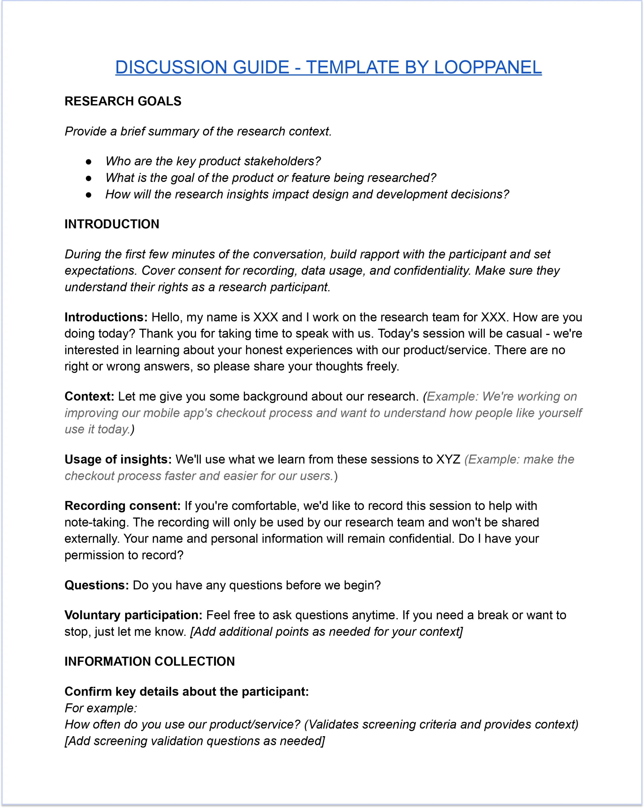 discussion guide template free