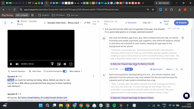A GIF showing the editability option in Looppanel's product interface