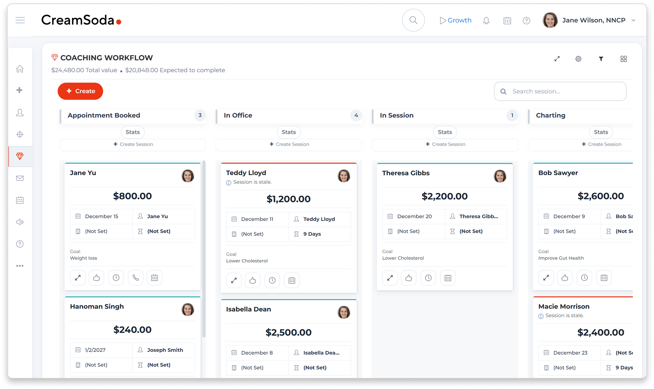 Coach confidently managing clients with CreamSoda coaching software